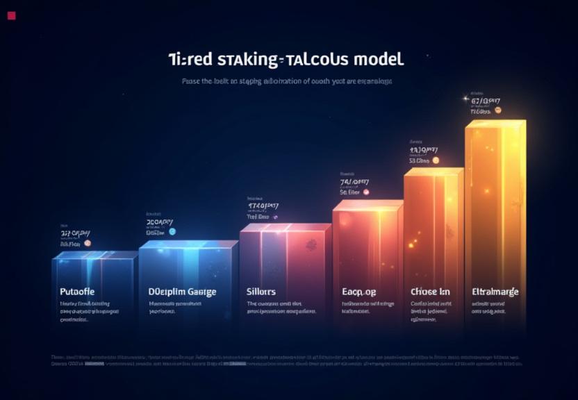 Tiered staking model visualization showing allocation levels